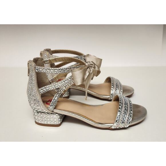 Gianni Bini-GB Girl's Silver Studded Back Zipper D'Orsay Heel Shoes Size 2M - Picture 9 of 12